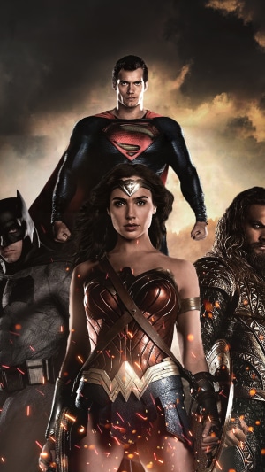 Superman, Batman, Wonder Woman, Aquaman, and Flash from Justice League