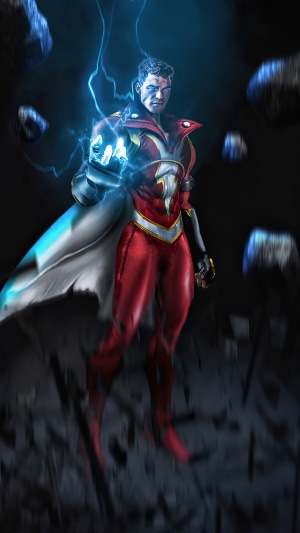 Artwork of a superhero with lightning powers