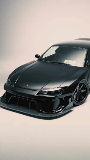 Black Nissan S15 Silvia with body kit