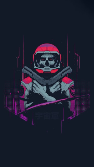 Minimalist Astronaut with Guns Artwork