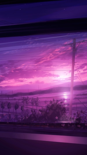 Digital artwork of a synthwave landscape at sunset