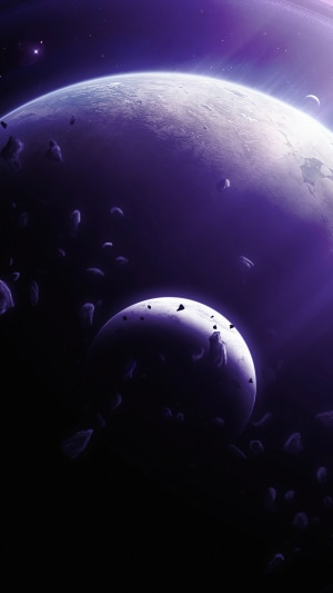 Planets and asteroids in space artwork 4K