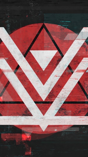 Abstract geometric design with red and white elements