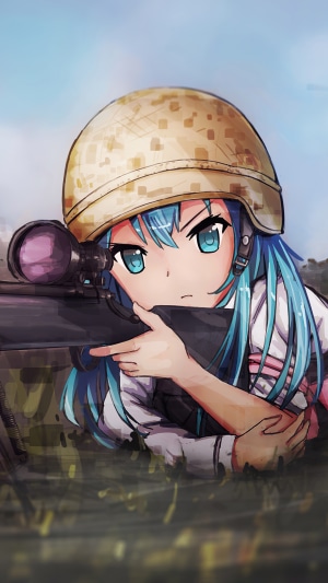 Anime girl with sniper rifle in PUBG