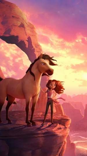 Spirit Untamed: Lucky and Spirit on a cliff
