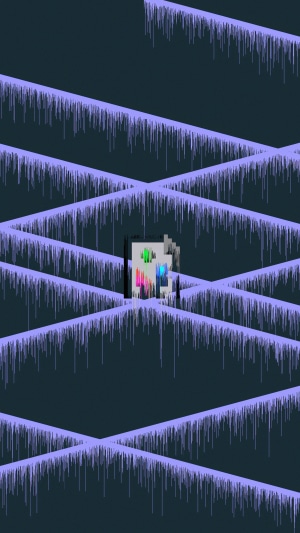 Glitch artwork with abstract geometric patterns