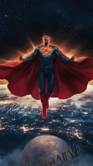 Superman flying over Earth