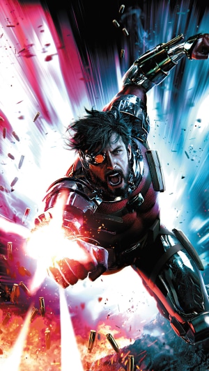 Deadshot from DC Comics firing a weapon