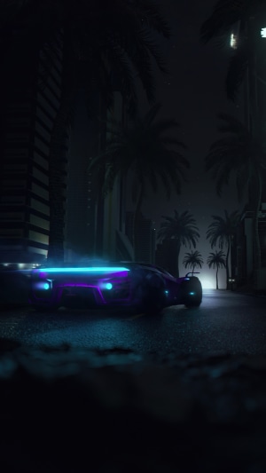 Neon Synthwave Car Artwork