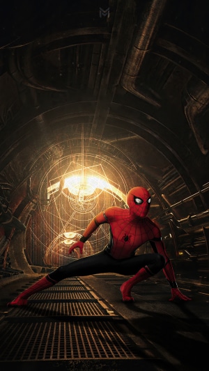 Spider-Man from Marvel in a sci-fi environment