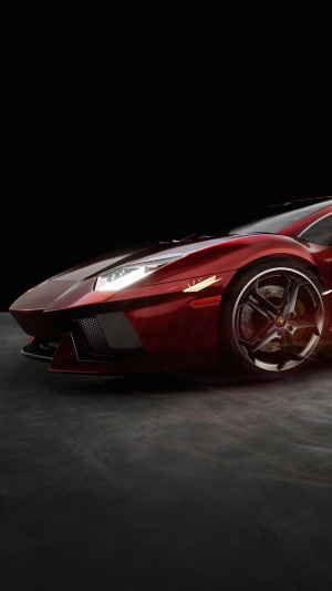 Red Lamborghini Aventador front view