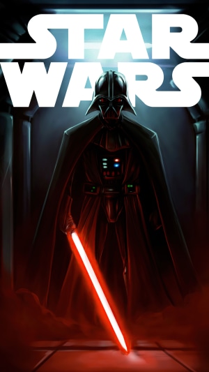 Darth Vader from Star Wars holding a lightsaber