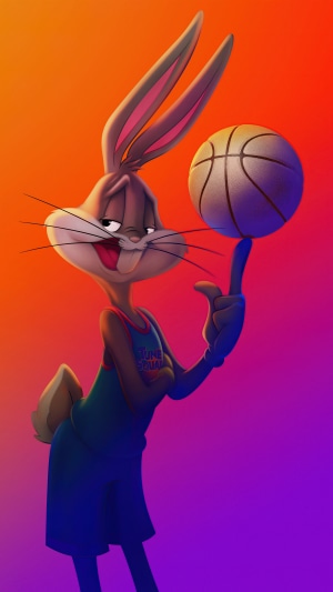 Bugs Bunny from Space Jam: A New Legacy spinning a basketball