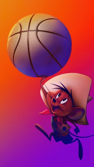 Speedy Gonzales from Space Jam: A New Legacy with a basketball