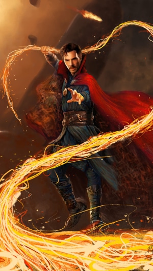 Doctor Strange casting spells with magical energy
