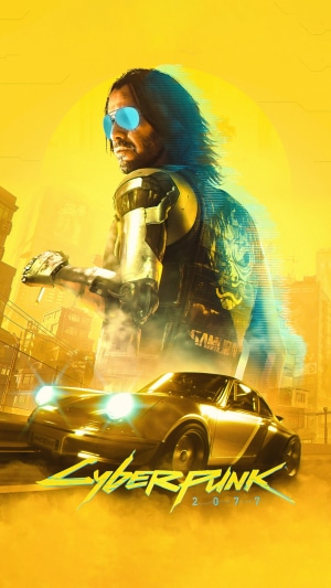 Johnny Silverhand from Cyberpunk 2077 with a car