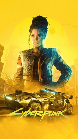 Judy Alvarez and car from Cyberpunk 2077