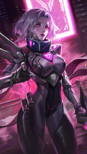Cyberpunk woman with purple accents
