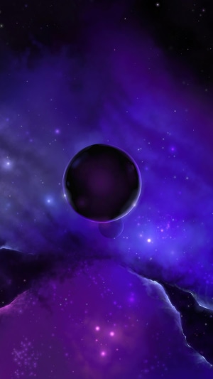 Purple nebula with planets and stars