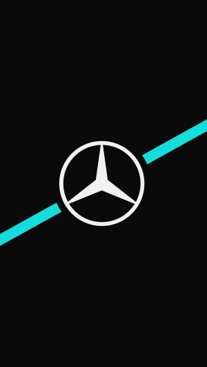 Mercedes-Benz logo with cyan lines on black background