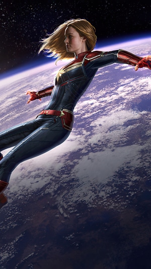 Captain Marvel in Space above Earth 4K