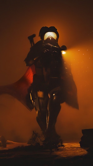 Soldier with red cape and helmet