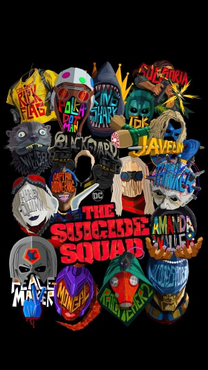 The Suicide Squad characters collage logo