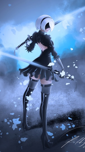 2B from Nier: Automata with swords