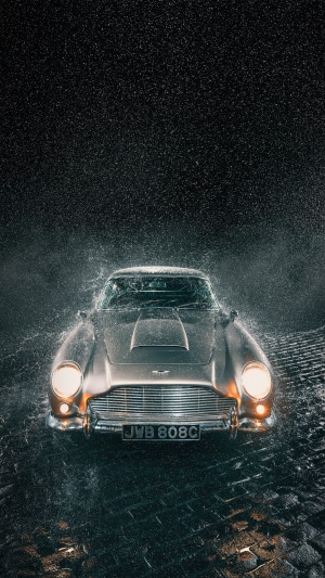 Aston Martin DB5 in the rain