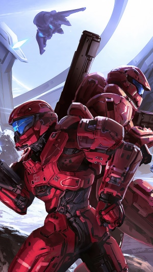 Red Spartans from Halo in battle