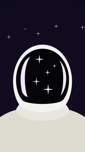 Astronaut in space with stars reflected in helmet