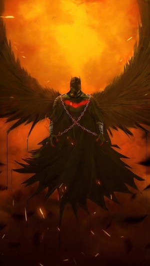 Batman with black wings and chains