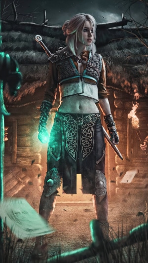 Ciri from The Witcher 3 casting a spell