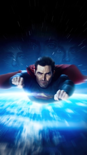 Superman from Superman & Lois flying over Earth