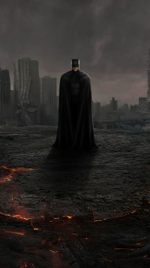 Batman in a ruined city 4K