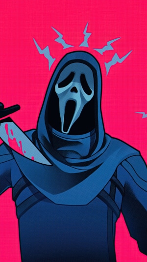 Ghostface from Scream holding bloody knife
