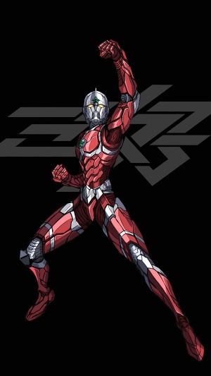Ultraman artwork with red and silver suit