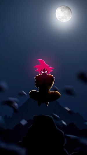 Goku meditating under the moonlight from Dragon Ball