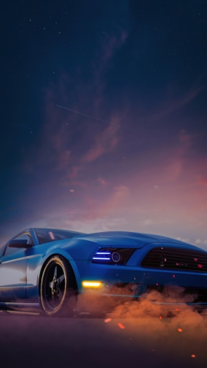 Blue Ford Mustang 4K