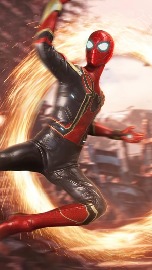 Spider-Man in Iron Spider Suit with Energy Portal