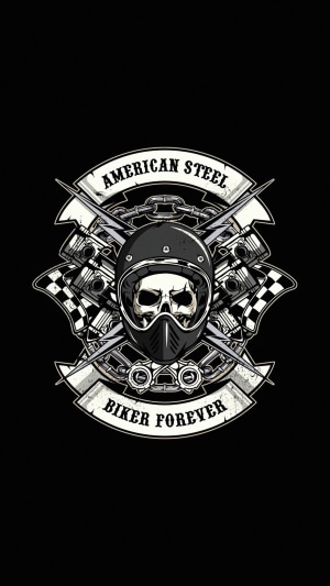 American Steel Biker Forever Skull Artwork