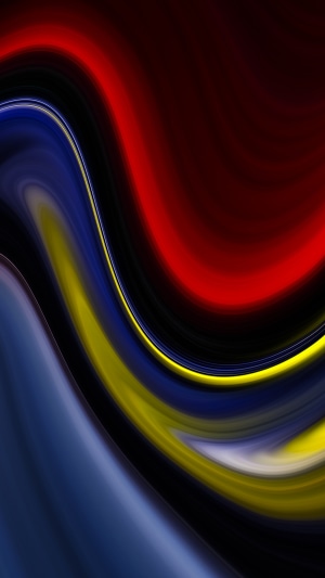 Abstract digital art with red, blue, and yellow waves