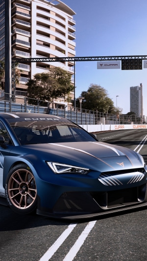 Cupra racing car on a track