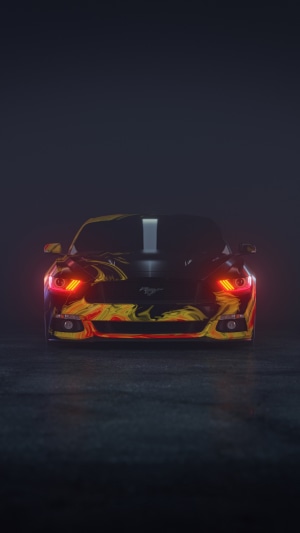 Ford Mustang with flame-like livery