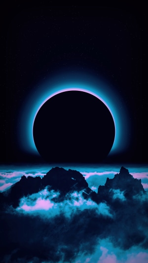 Digital art of a planet and mountains