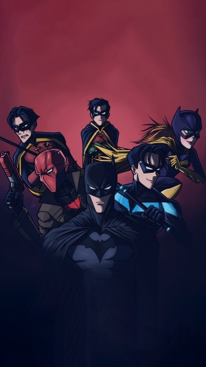 Batman and his proteges from DC Comics