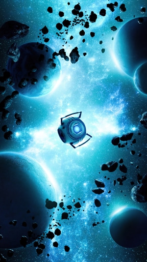 Space Portal artwork with planets and asteroids