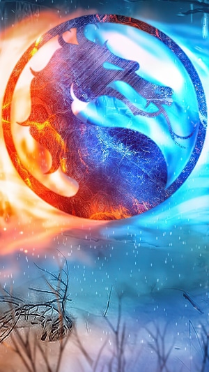 Mortal Kombat Logo with Fire and Ice