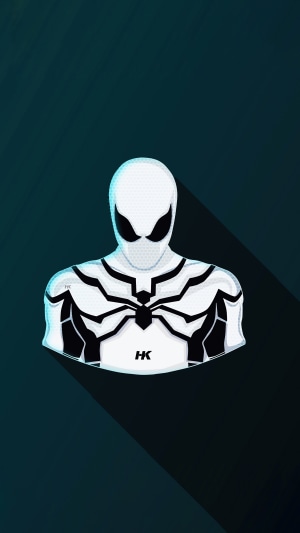 Minimalist artwork of Spider-Man in a white suit