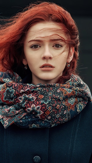 Beautiful redhead girl with scarf